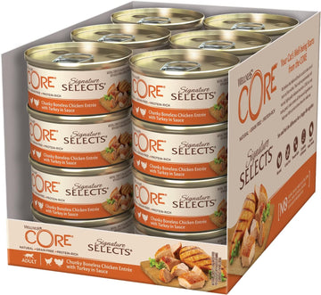 Wellness CORE Signature Selects, Cat Food Wet in Sauce, Grain Free Cat Food, High Meat Content, Chicken and Turkey, 79 g (Pack of 24)?10633