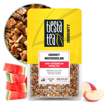 Tiesta Tea - Chunky Watermelon, Sweet Watermelon Herbal Tea, Premium Loose Leaf Tea Blend, Non-Caffeinated Fruit Tea, Make Hot Or Iced Tea & Brews Up To 25 Cups - 2 Oz Resealable Pouch