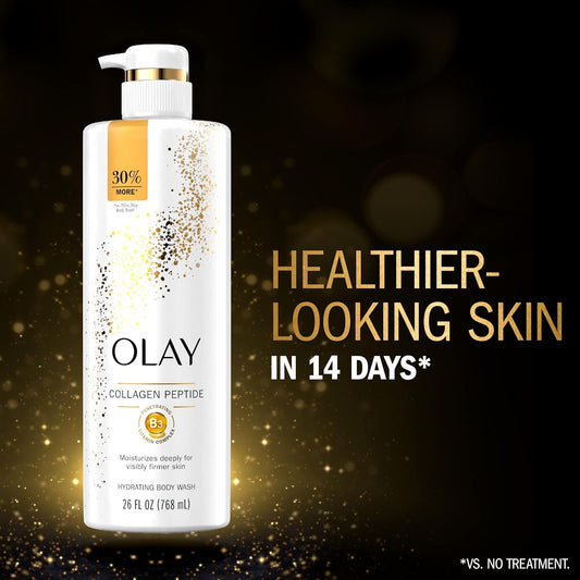 Olay Cleansing & Firming Body Wash With Vitamin B3 And Collagen, 26 Fl Oz (Pack Of 4)