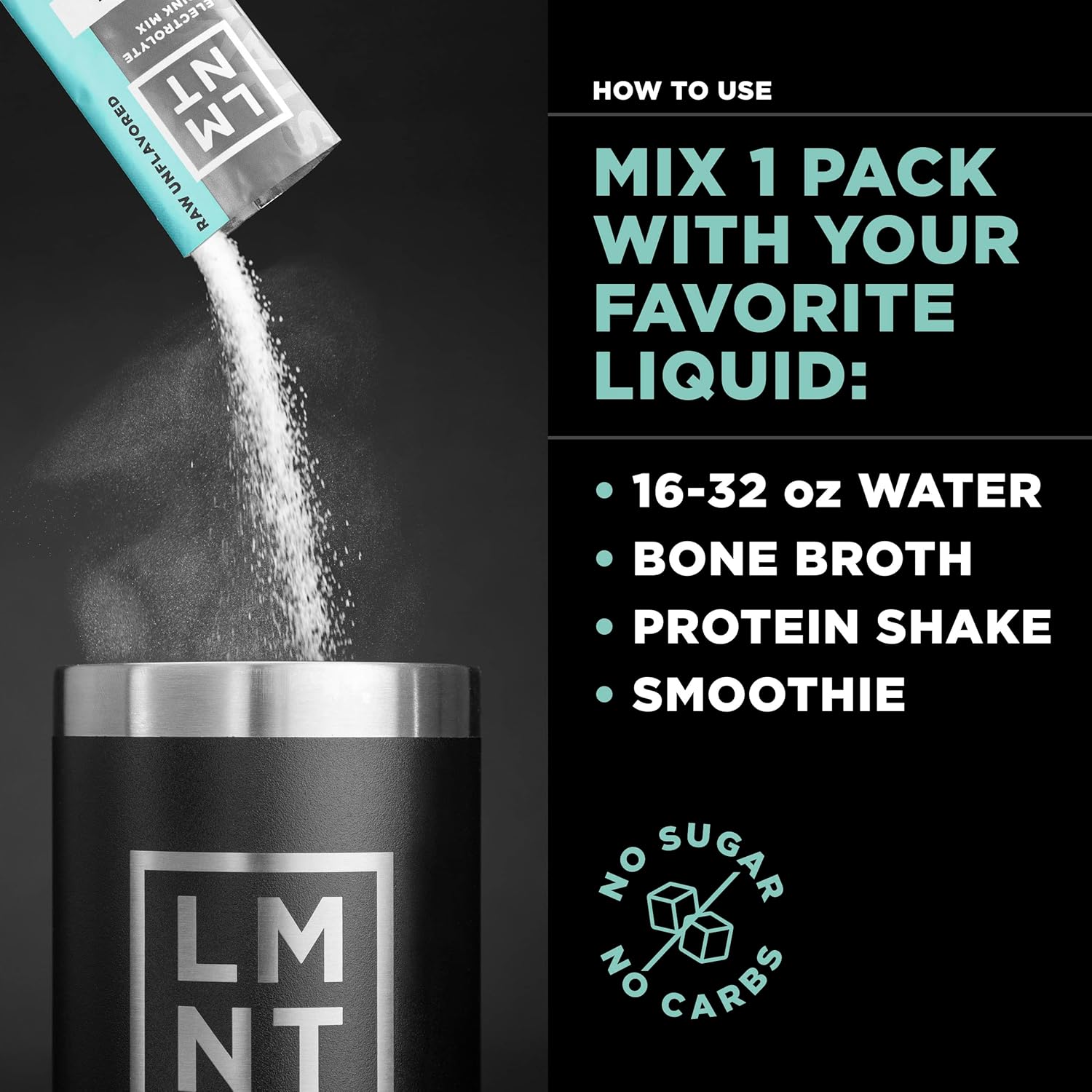 LMNT Zero Sugar Electrolytes - Raw Unflavored Salt | Drink Mix | 30 Count : Health & Household