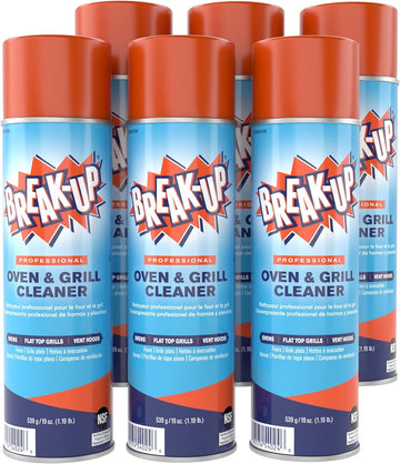 Diversey CBD991206 Break-Up Professional Oven & Grill Cleaner, Heavy Duty Spray Removes Baked on Grease, Aerosol, 19-Ounce (Pack of 6)