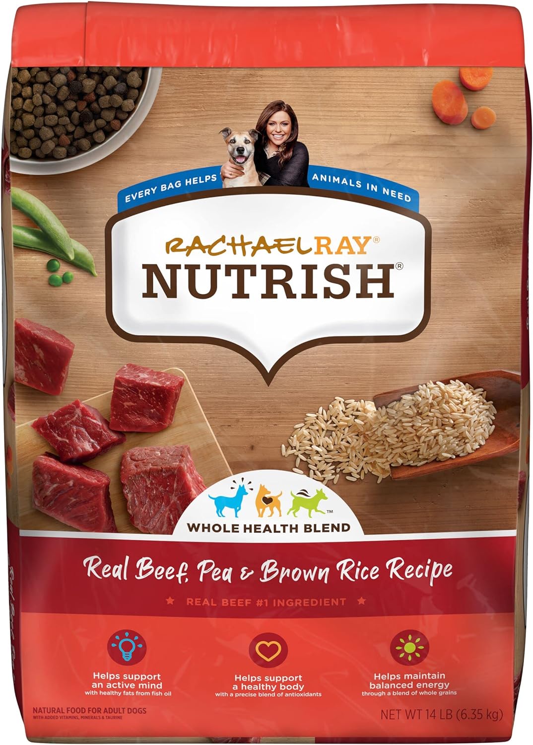 Nutrish Rachael Ray Premium Natural Dry Dog Food With Added Vitamins, Minerals & Taurine, Real Beef, Pea & Brown Rice Recipe, 14 Pounds (Packaging May Vary)