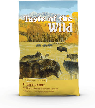 Taste Of The Wild High Prairie Canine Grain-Free Recipe With Roasted Bison And Venison Adult Dry Dog Food, Made With High Protein From Real Meat And Guaranteed Nutrients And Probiotics 28Lb