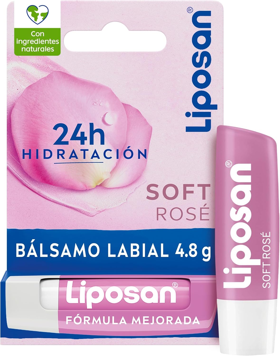 Liposan Soft Rosé (1 X 4.8 G), Lip Balm Pink, Cocoa For Gentle, Radiant Shine, Moisturising Balm For Silky And Hydrated Lips