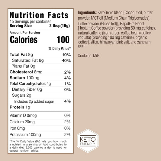 Rapidfire Keto Coffee Instant Coffee Mix, Caramel Macchiato Flavor, 7.93 Ounce (255G), 15 Servings