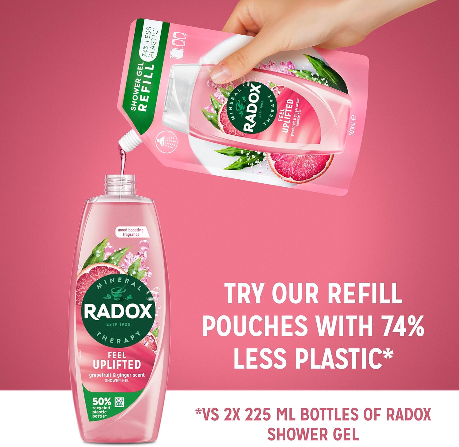 Radox Mineral Therapy Feel Uplifted Shower Gel Body Wash with a grapefruit & ginger fragrance for an uplifting experience 225 ml : Amazon.co.uk: Beauty