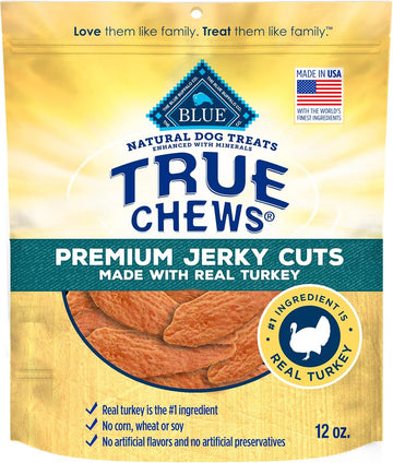 Blue Buffalo True Chews Premium Jerky Cuts Dog Treats, Made In The Usa With Natural Ingredients, Turkey, 12-Oz. Bag
