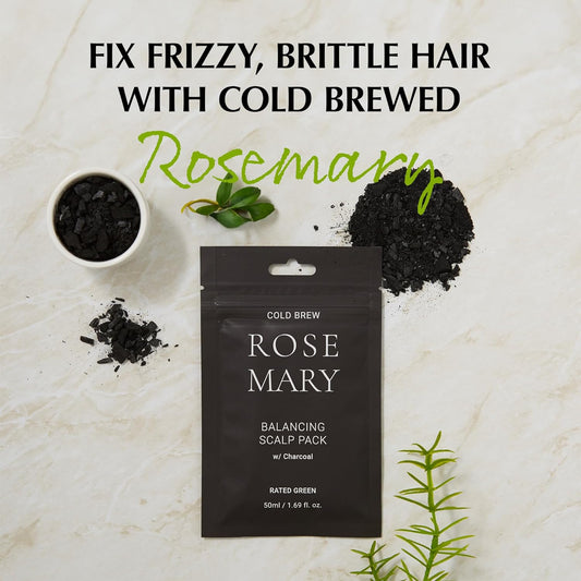 RATED GREEN Cold Brew Rosemary Balancing Scalp Pack w/ Charcoal | Korean Hair Conditioning Mask | Deep Conditioning Hair Mask for Dry Damaged Hair | Hydrating Hair Mask Pack of 5, 1.69 Fl. Oz