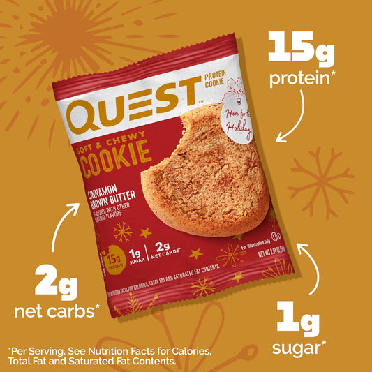 Quest Nutrition Protein Cookie, Cinnamon Brown Butter, Limited Edition Flavor, 15G Protein, 2G Net Carb, Low Carb, 12 Count