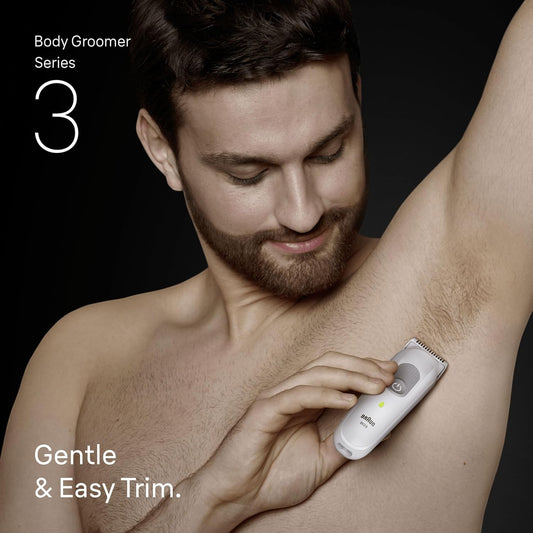 Braun Series 3 Body Groomer For Men, Pubic & Body Hair Trimmer, Waterproof Electric Ball Trimmer & Male Shaver For Sensitive Areas, Skinguard Grooming Kit With 6 Tools, 80 Min Runtime, Bg3575 Grey