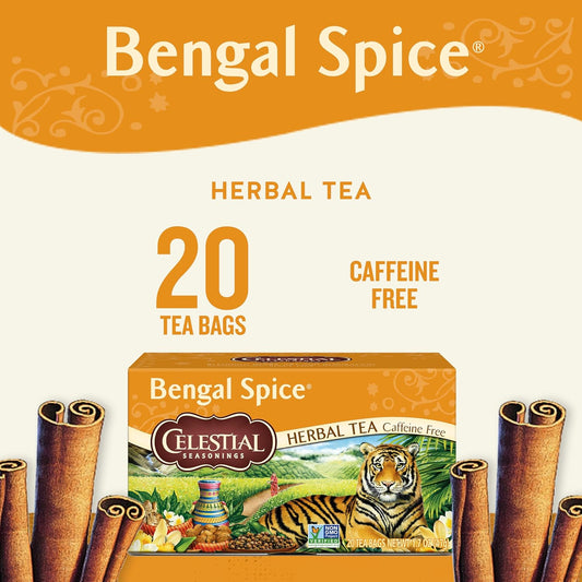 Celestial Seasonings Bengal Spice Herbal Tea, Caffeine Free, 20 Tea Bags Box, (Pack Of 6)