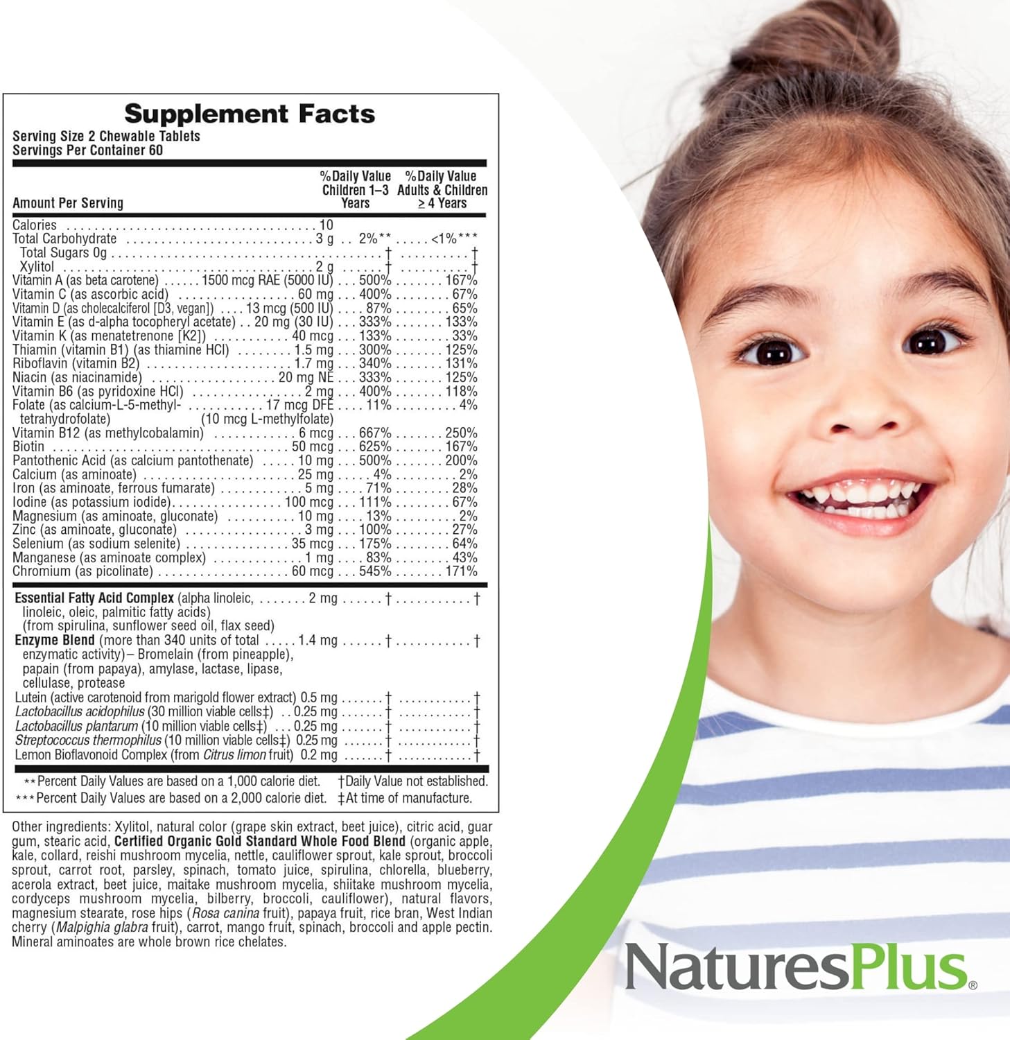 Natures Plus Animal Parade Gold Children'S Multivitamin, Grape Flavor - 120 Chewable Animal Shaped Tablets, Pack Of 2 - Vegan, Gluten Free - 120 Servings