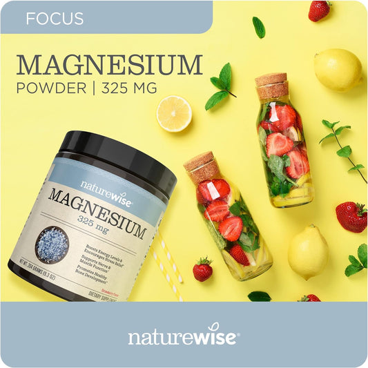 NatureWise Naturewise Magnesium Powder for Nerve & Energy Support from Magnesium Citrate (2+ Month Supply), 264 Gram
