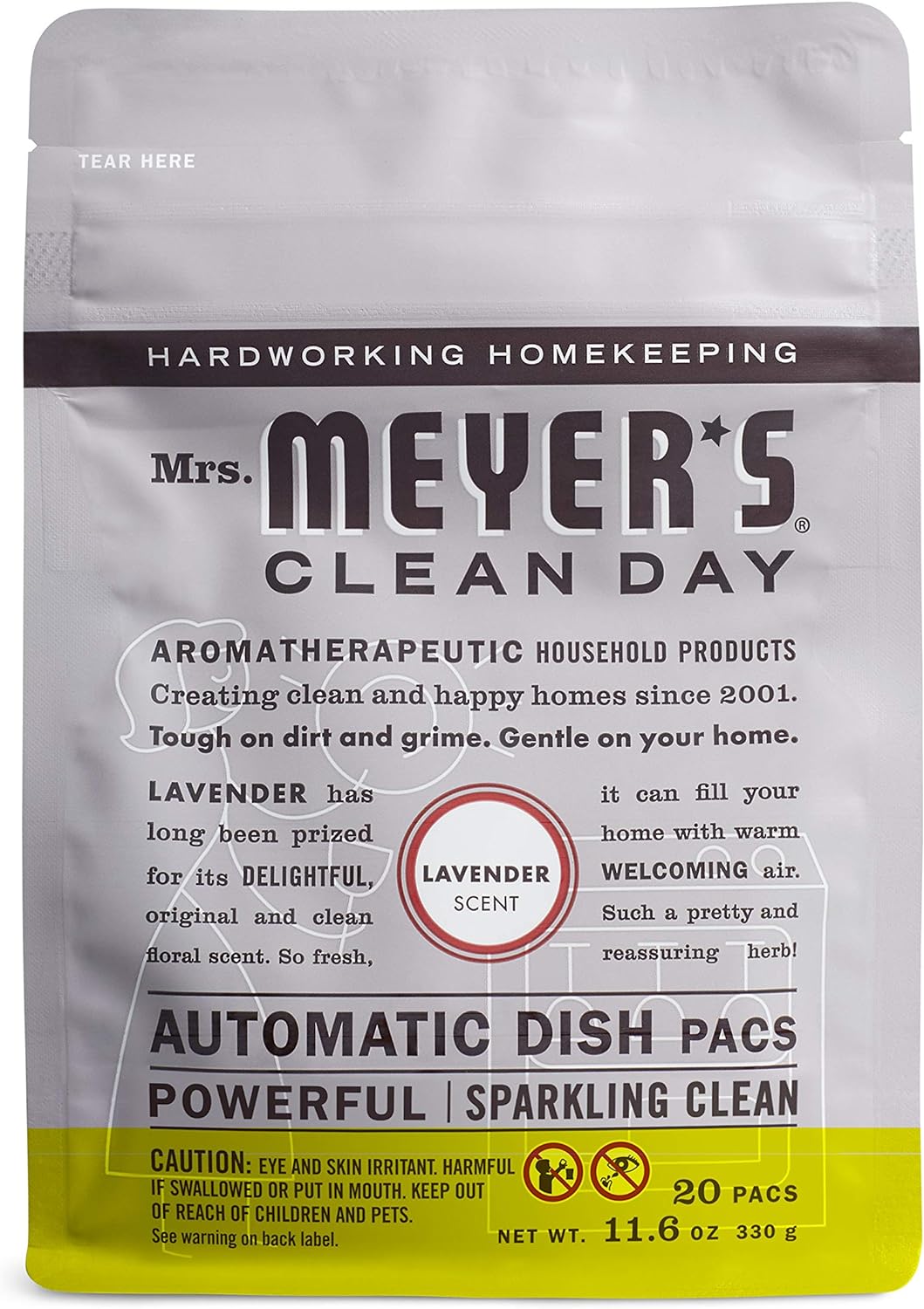 MRS. MEYER'S CLEAN DAY Automatic Dishwasher Pods, Lavender, 20 Count