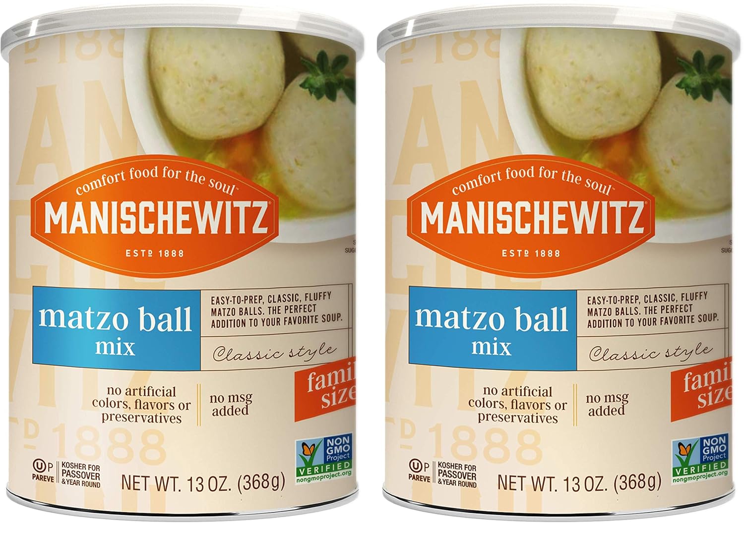 Manischewitz Family Size Original Matzo Ball Mix 13oz (2 Pack) in Resealable Container