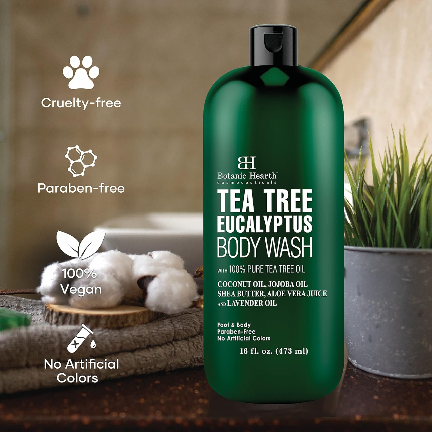 Botanic Hearth Eucalyptus Tea Tree Body Wash, Helps with Nails, Athletes Foot, Ringworms, Jock Itch, Acne, Eczema & Body Odor, Soothes Itching & Promotes Healthy Skin and Feet, 16 fl oz : Beauty & Personal Care