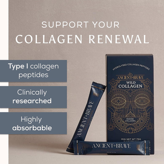 Ancient + Brave Wild Collagen Powder Sachets 15 X 5G - Pure Hydrolyzed Marine Collagen Peptides Supplement (Fish) - High Protein For Women - High Protein - Beauty, Skin - Halal & Kosher Certified