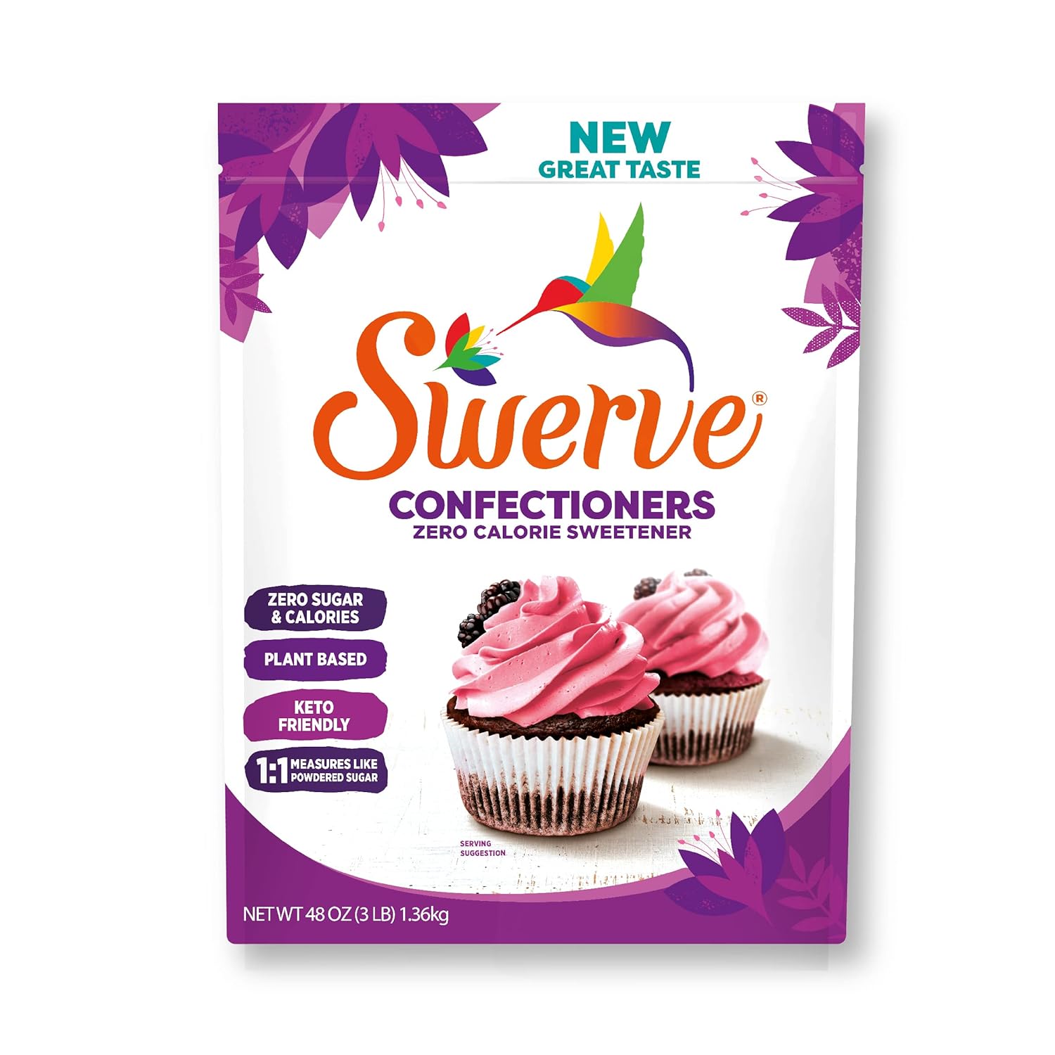 Swerve Ultimate Sugar Replacement Sweetener, Confectioners Sugar Substitute, Zero Calorie, Keto Friendly, Zero Sugar, Non-Glycemic, Gluten Free, 48 Oz