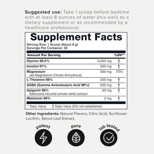 4,500Mg Apigenin & Glycine Sleep Stack With 98% Apigenin, 98.5% Glycine, Magnesium - Third Party Tested Ingredients By Tq