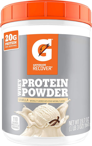 Gatorade Whey Protein Powder, 20 Servings Per Canister, 20 G Of Protein Per Serving, Vanilla, 19.7 Oz