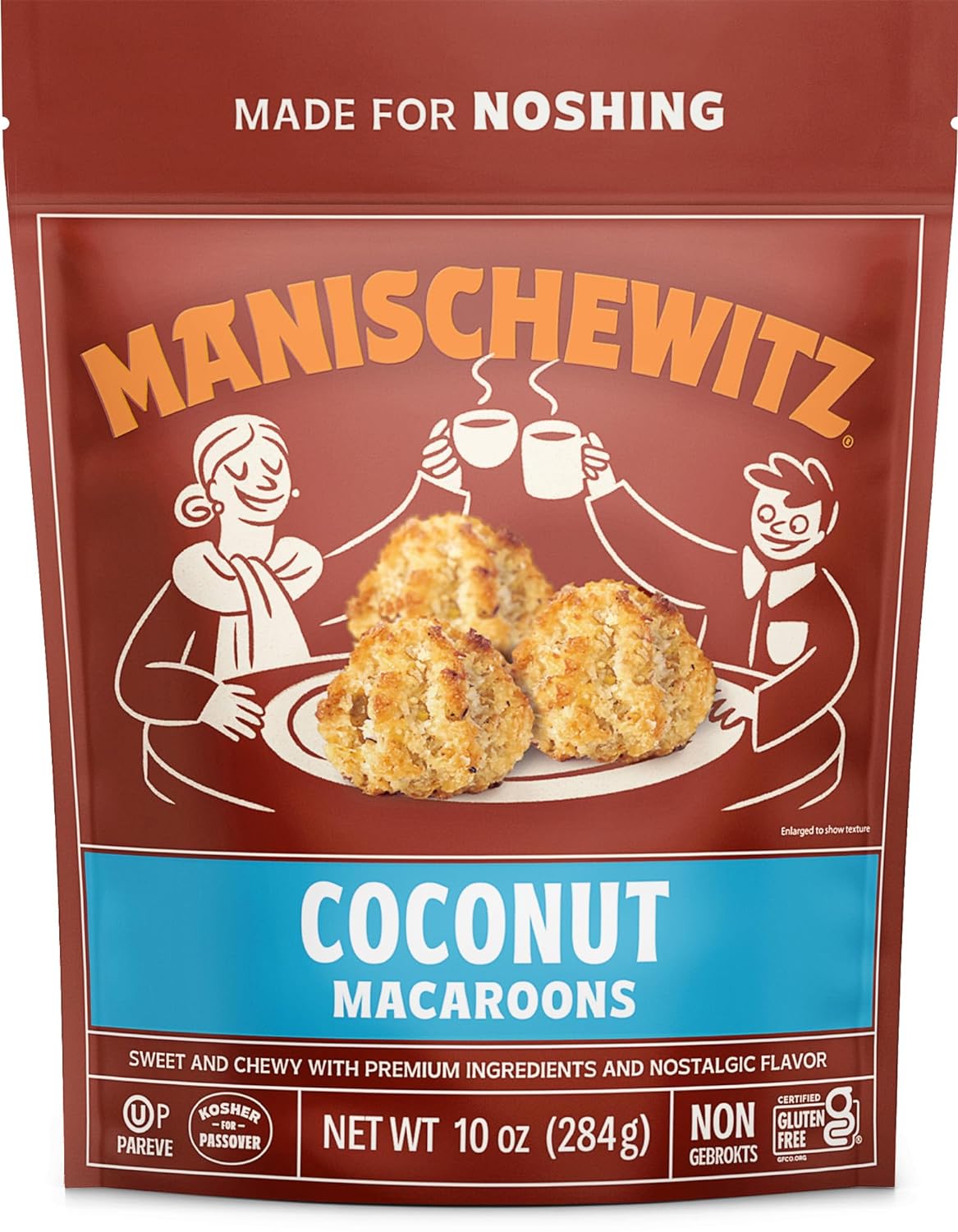 Manischewitz Coconut Macaroons, 10 oz | Resealable Bag | Dairy Free | Gluten Free Coconut Cookie | Kosher for Passover