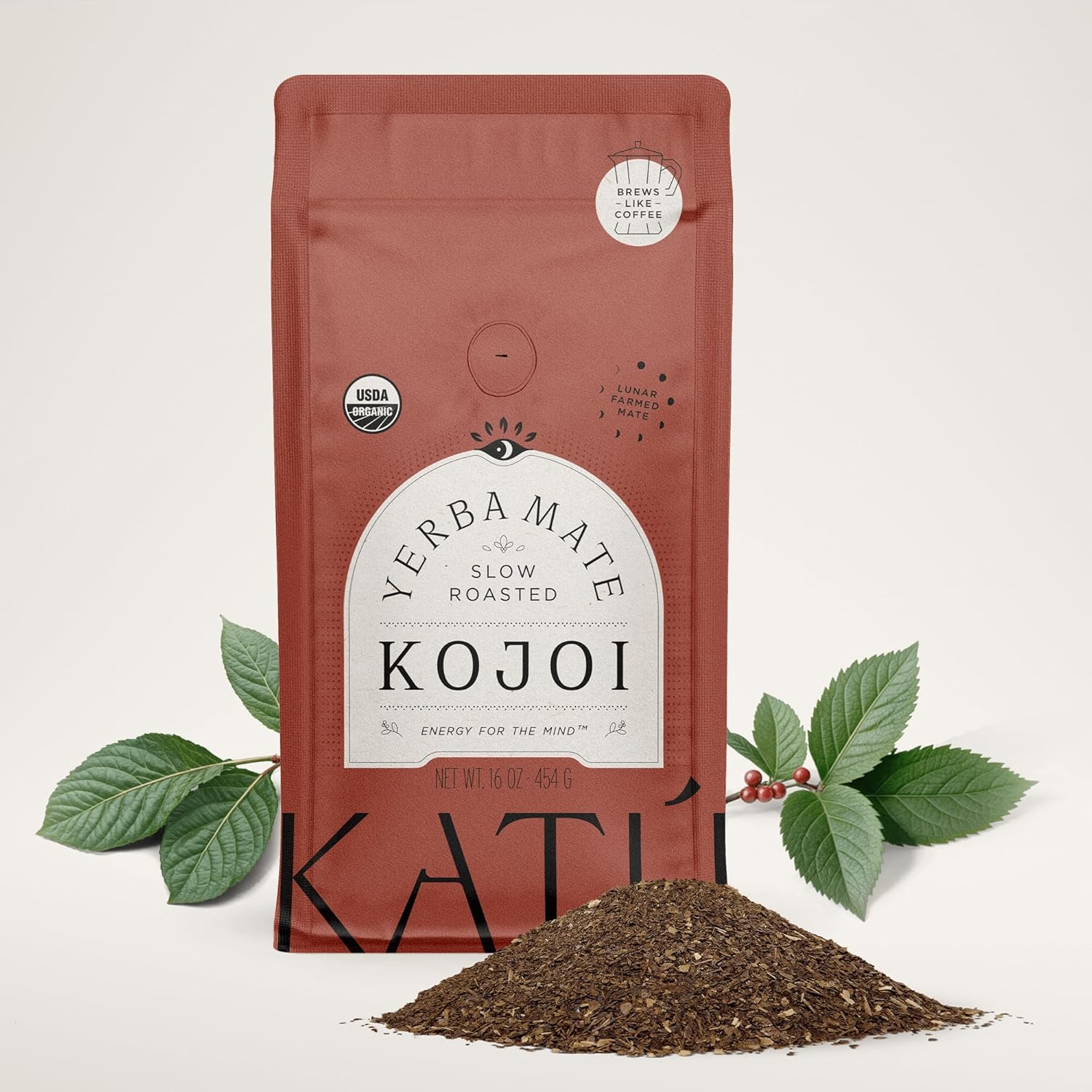 Katú Kojoi Premium Organic Yerba Mate Tea, Slow Roasted, Unsmoked, Air Dried, Loose-Leaf, Aged, Natural Energy, 16 Oz (454G)