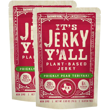 It's Jerky Y'all Vegan Jerky TERIYAKI - Beyond Tender and Tasty Meatless Vegan Snacks - High Protein, Low Carb, Non-GMO, Gluten-Free, Vegetarian, Whole30 (2-Pack)…