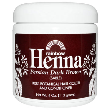 Rainbow Research, Henna, 100% Botanical Hair Color And Conditioner, Persian Dark Brown (Sable), 4 Oz (113 G) - 2Pc : Beauty & Personal Care