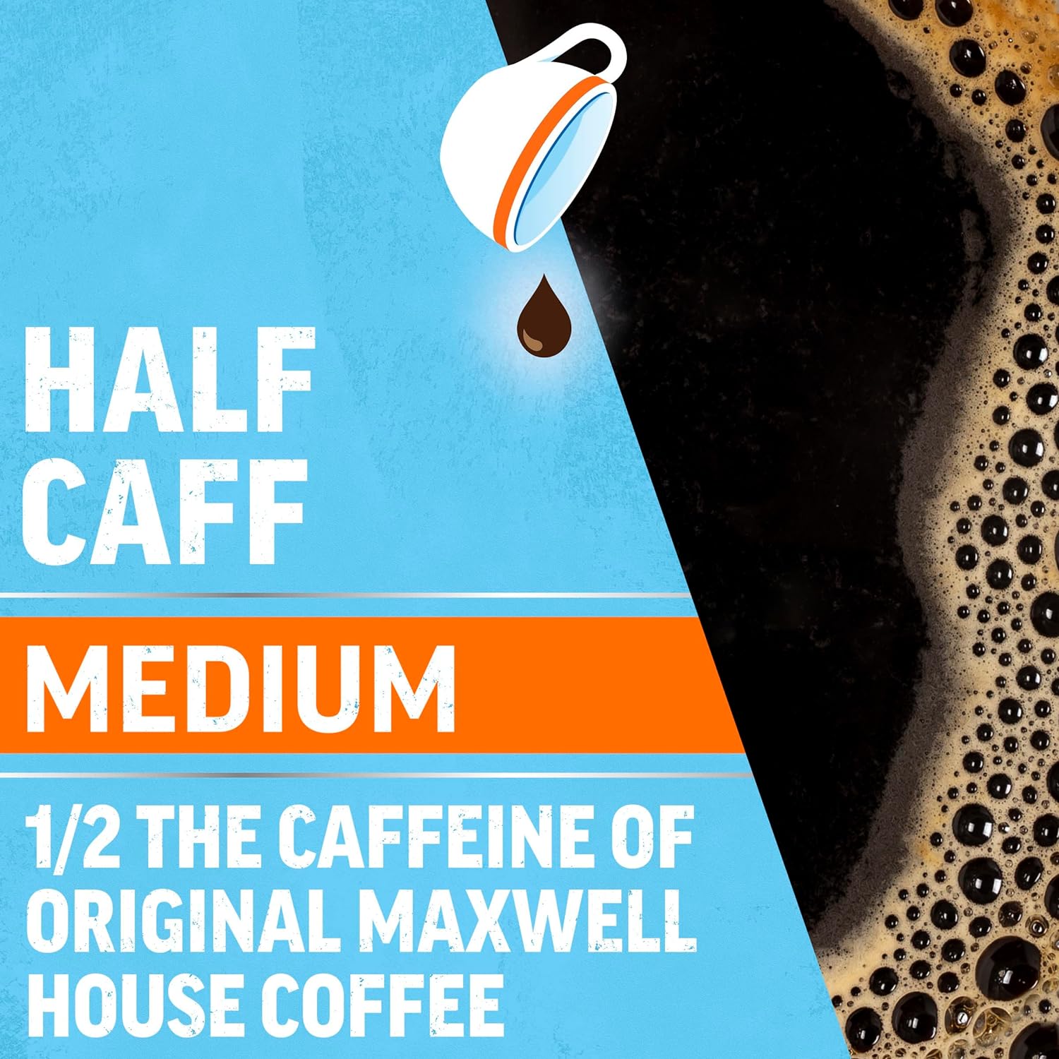 Maxwell House Half Caff Medium Roast Ground Coffee with 1/2 the Caffeine (25.6 oz Canister) : Everything Else