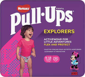 Huggies Pull-Ups, Explorers For Girls, 9-18 Months - Breathable Nappy Pants To Support Potty Training - Flex And Protect For All-Round Comfort, Pack Of 28