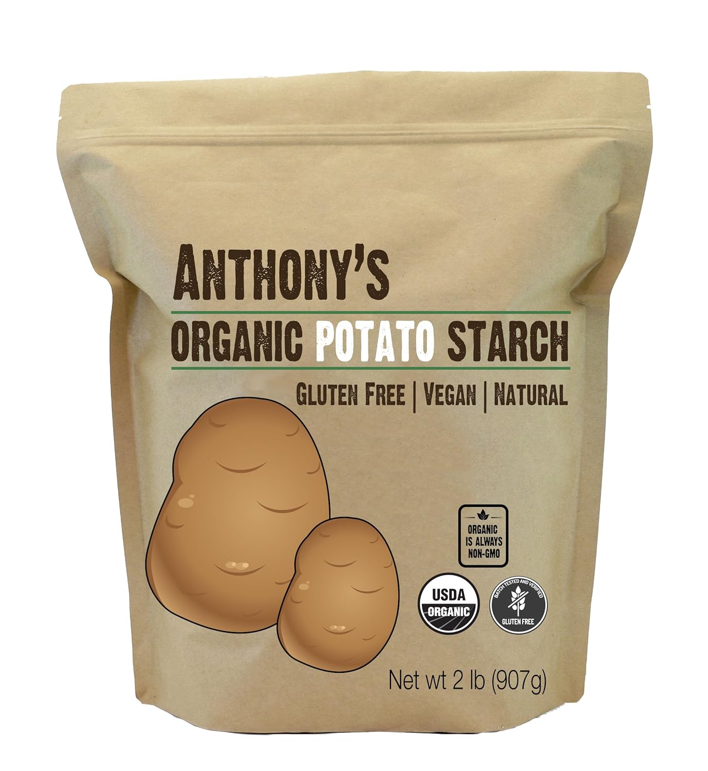 Anthony'S Organic Potato Starch, Unmodified, 2 Lb, Gluten Free & Non Gmo, Resistant Starch