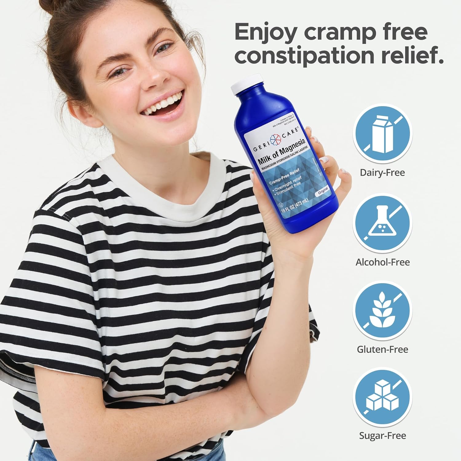 Gericare Milk Of Magnesia, Magnesium Hydroxide 1200Mg| Mint Flavor| Fast Overnight Constipation Relief| Cramp-Free Saline Laxative & Stool Softener| Antacid For Heartburn & Indigestion| 12 Fl Oz : Health & Household