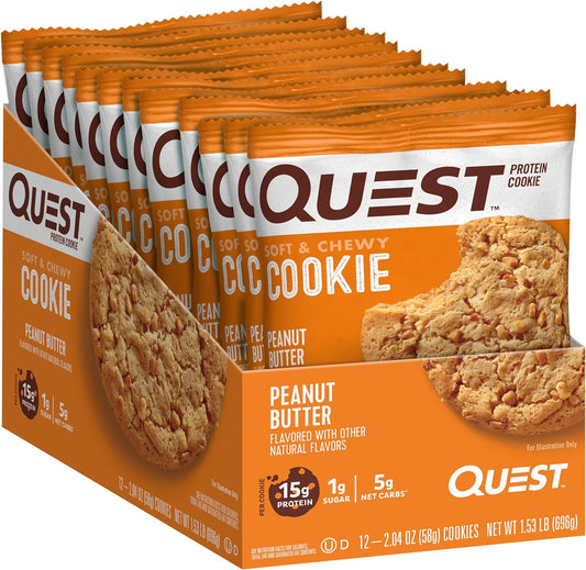 Quest Nutrition Peanut Butter Protein Cookie, High Protein, Low Carb, 12 Count