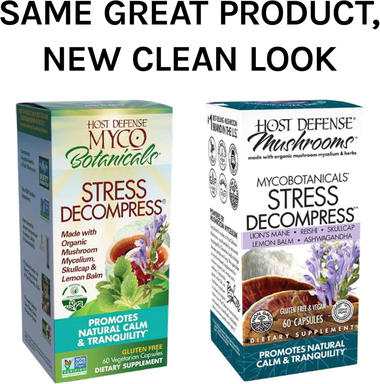 Host Defense, MycoBotanicals Stress Decompress Capsules, Supports Calm and Relaxation, Mushroom and Herb Supplement, 60 Capsules, Unavored