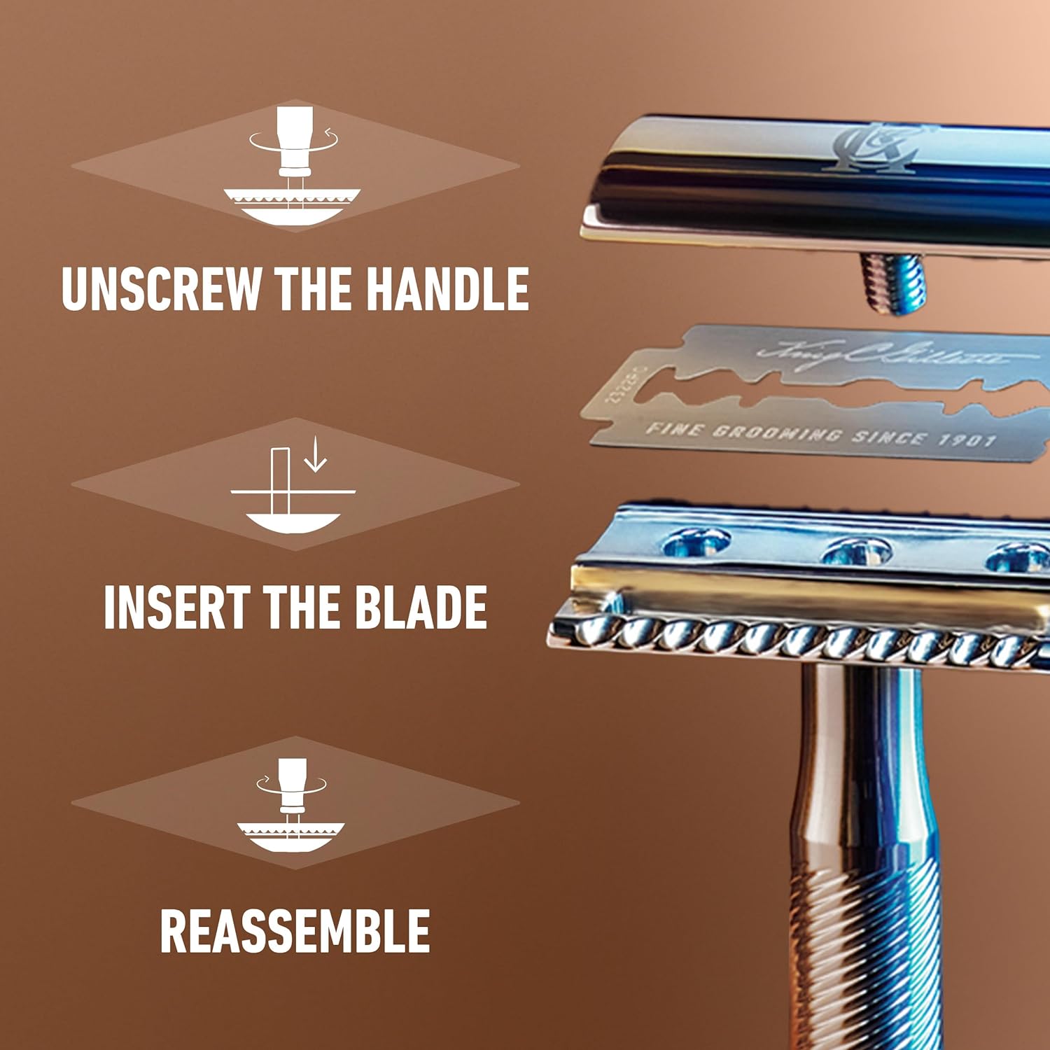 King C. Gillette Safety Razor with Chrome Plated Handle and 5 Platinum Coated Double Edge Safety Razor Blade Refills : Beauty & Personal Care