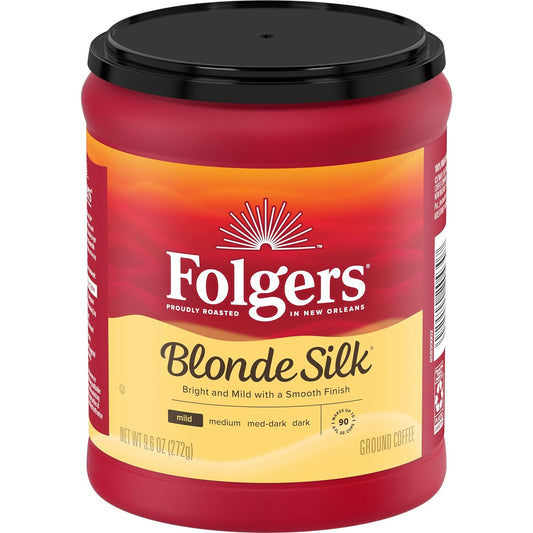 Folgers Blonde Silk Light Roast Ground Coffee, 9.6 Ounce (Pack of 6)
