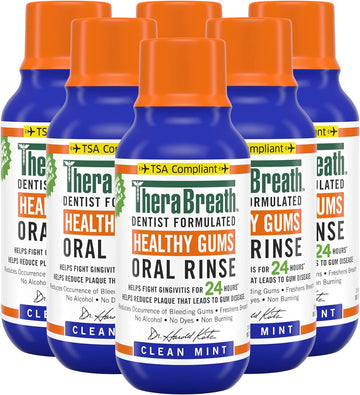 TheraBreath Healthy Gums Periodontist Formulated 24-Hour Oral Rinse, Clean Mint, 3 Ounce (Pack of 6)