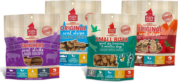 Plato Taste Of Plato Dog Treats - Real Meat - Air Dried - Made In The Usa - Variety Pack - Lamb, Salmon, Duck And Turkey Flavor, Multi, 4 Count (Pack Of 1)
