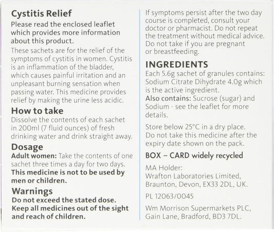 Morrisons Cystitis Relief Sachet, 6 Sachets