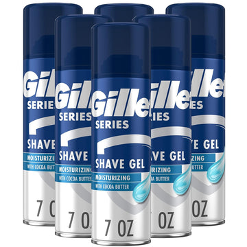 Gillette Series 3X Moisturizing Shave Gel, 6 Count, 7Oz Each, Lubrication To Protect Against Irritation, Blue-White, 7 Ounce (Pack Of 6)