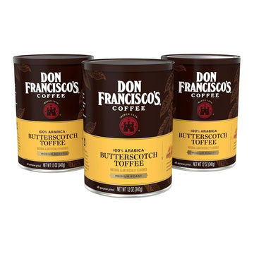 Don Francisco's Butterscotch Toffee Flavored Ground Coffee (3 x 12 oz Cans)