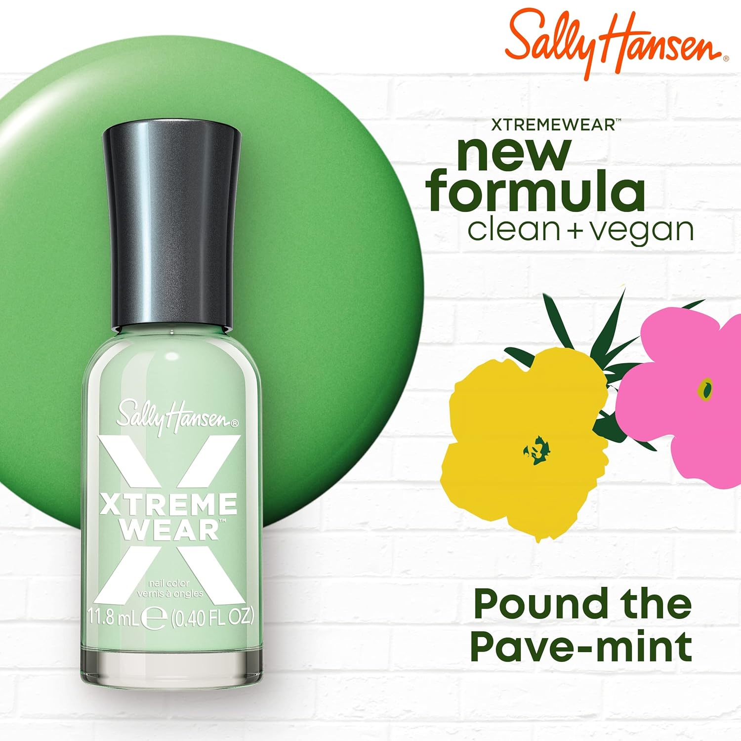 Sally Hansen Xtreme Wear Nail Polish - Pound the Pave-mint- 0.12 fl oz. : Beauty & Personal Care