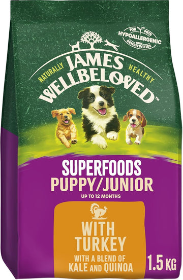 James Wellbeloved Superfoods Dry Puppy/Junior Turkey with Kale & Quinoa, 1.5kg?425798