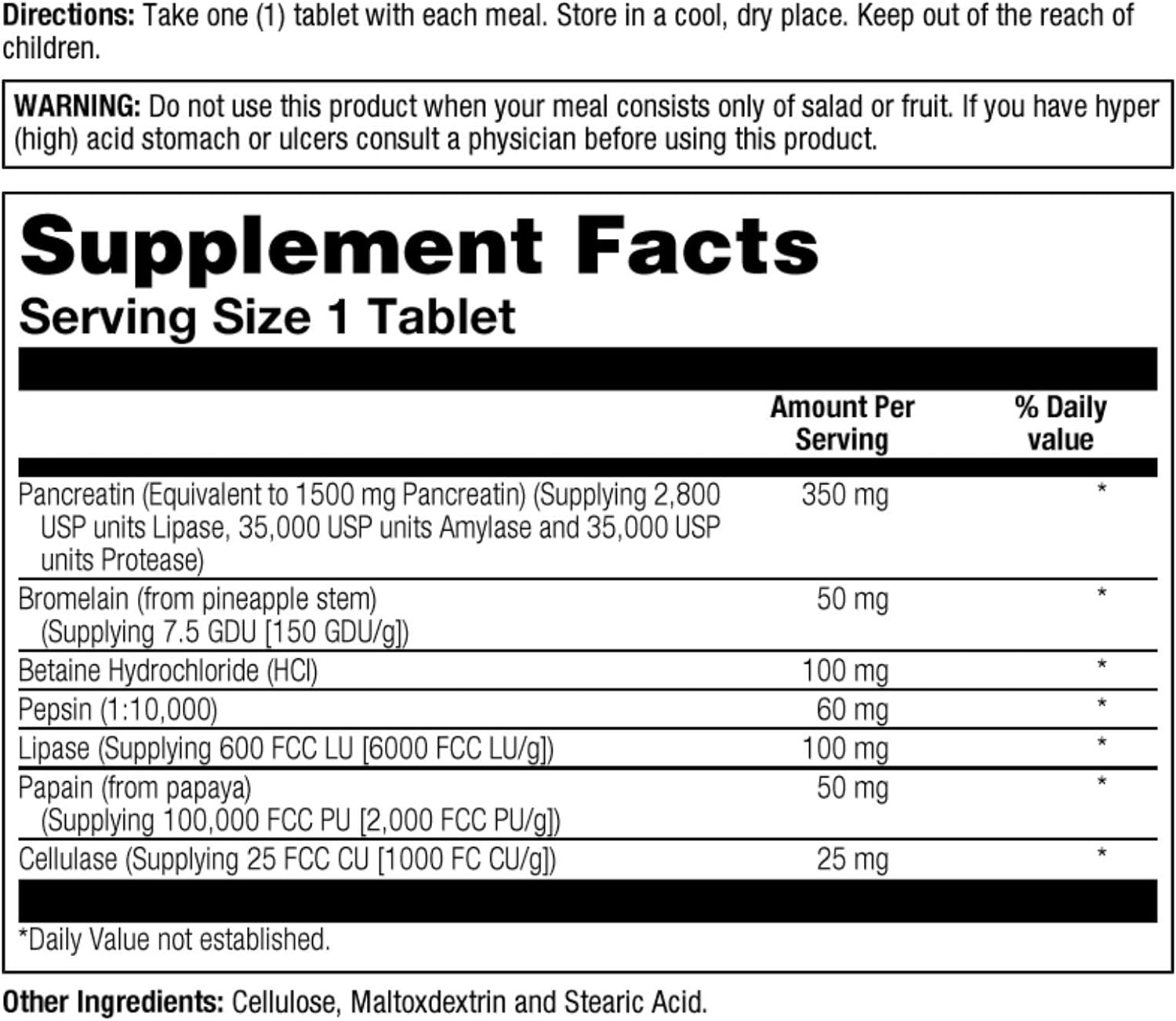 Nature's Life Enzyme Aid Digestive | 100 ct