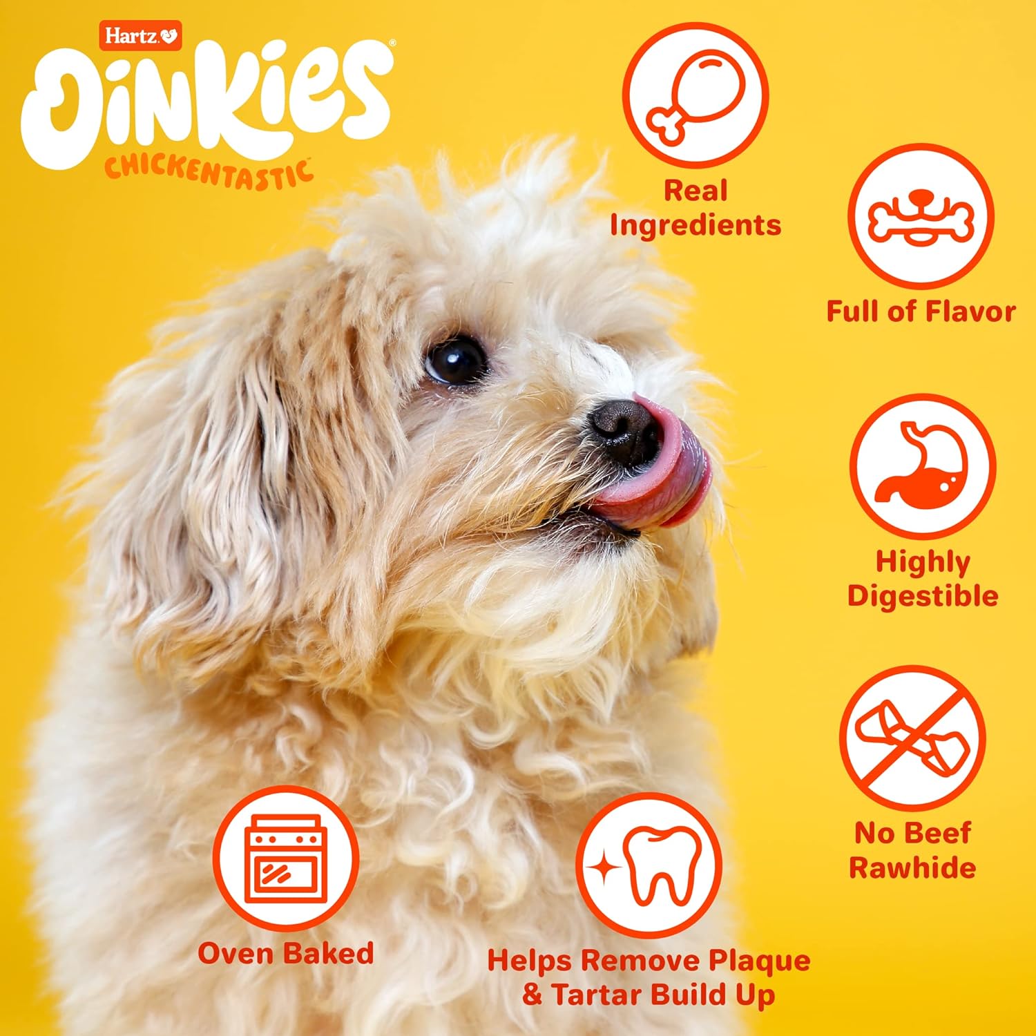 Hartz Oinkies Rawhide-Free Tender Treats Wrapped with Chicken Dog Treats Chews, 18 Count, Highly Digestible, No Artificial Flavors, Perfect for Smaller and Senior Dogs(Packaging May vary) : Pet Supplies