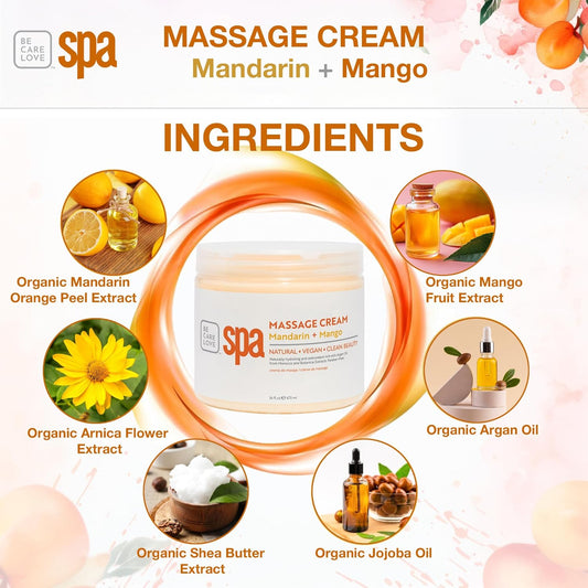 Bcl Spa Massage Cream - Body Lotion & Body Cream With Organic Pink Grapefruit, Shea Butter, Aloe Vera, Vitamin E, Argan, And Almond Oils - Nourish & Revitalize Skin. Home/Professional Use 16 Fl Oz