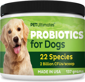 Pet Ultimates Probiotics for Dogs – 22-Species Dog Probiotics for Dog Digestive Support & Dog Antibiotics Recovery – Skin and Coat Supplement for Dogs Enhances Vitality – Dog Health Supplies (137 gr)