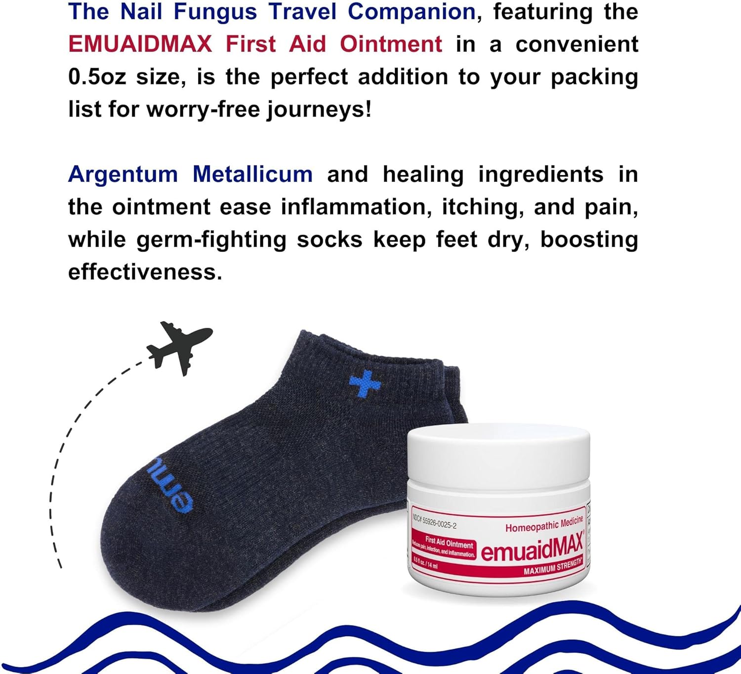 Emuaid Emuaidmax Nail Fungus Travel Companion - Emuaidmax Maximum Strength 0.5Oz With Silver Ionic Socks Is Suitable For Nail Fungus And Athlete’S Foot : Health & Household