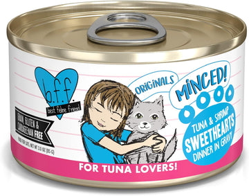 Weruva Best Feline Friend (B.F.F.) Tuna & Shrimp Sweethearts With Red Meat Tuna & Shrimp In Gravy Cat Food, 3Oz Can (Pack Of 24)