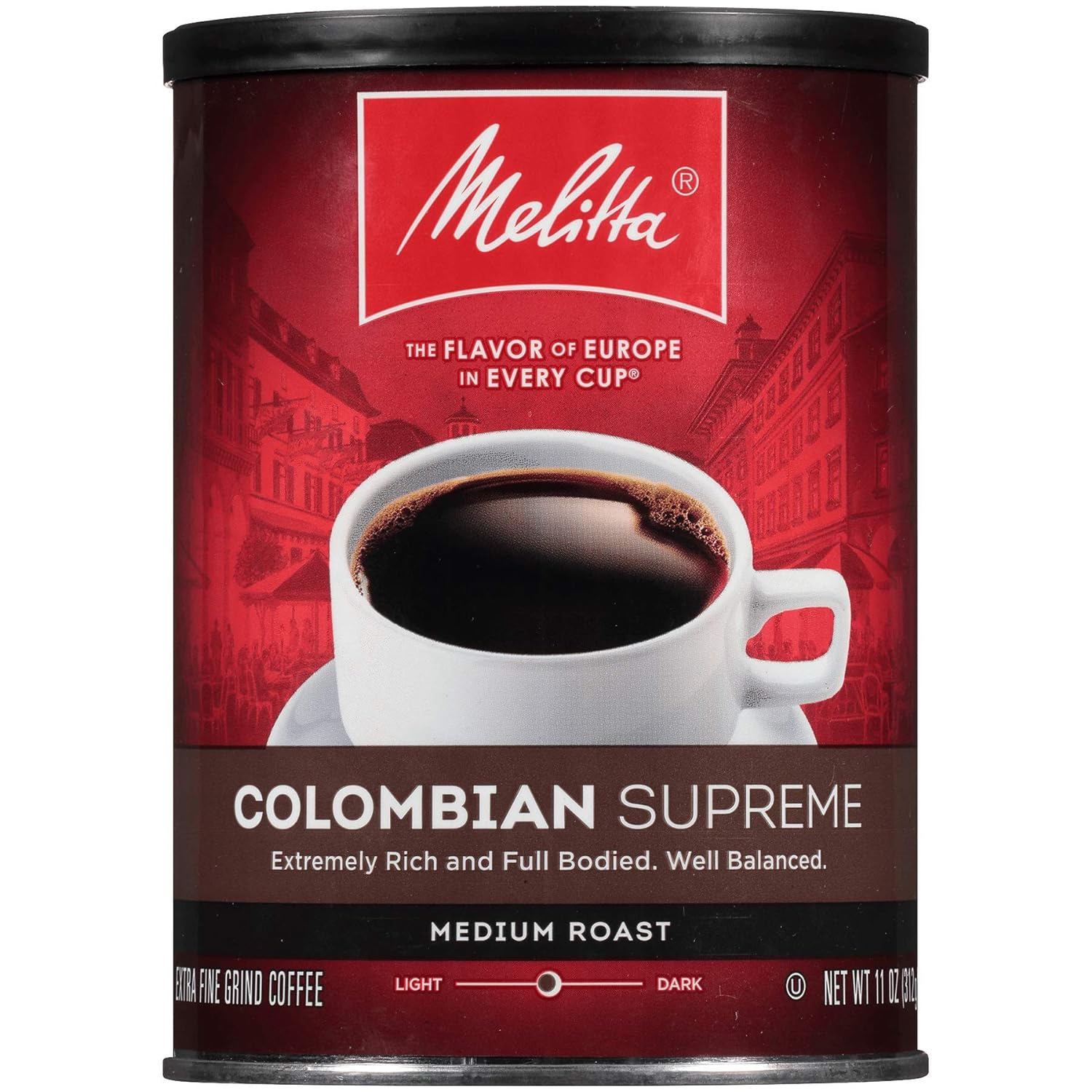 Melitta Colombian Supreme Coffee, Medium Roast, Extra Fine Grind, Can